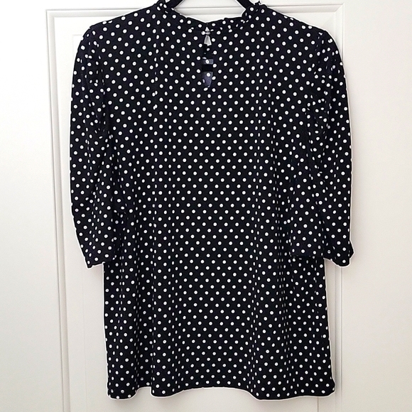 Cece Polka Dot 3/4 sleeve black and white blouse - Picture 2 of 6